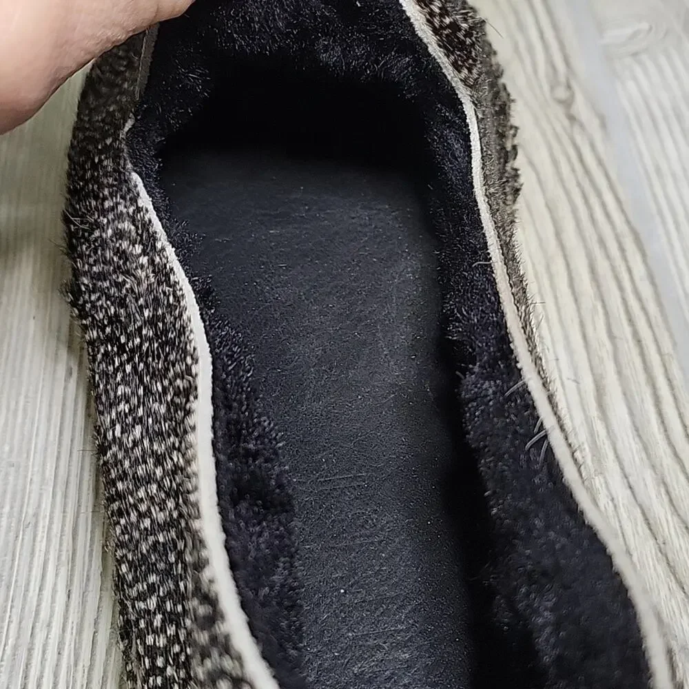 Manebi Black Speckled Calf Fur Flat Espadrille Slip On Shoes Womens  40 US 9